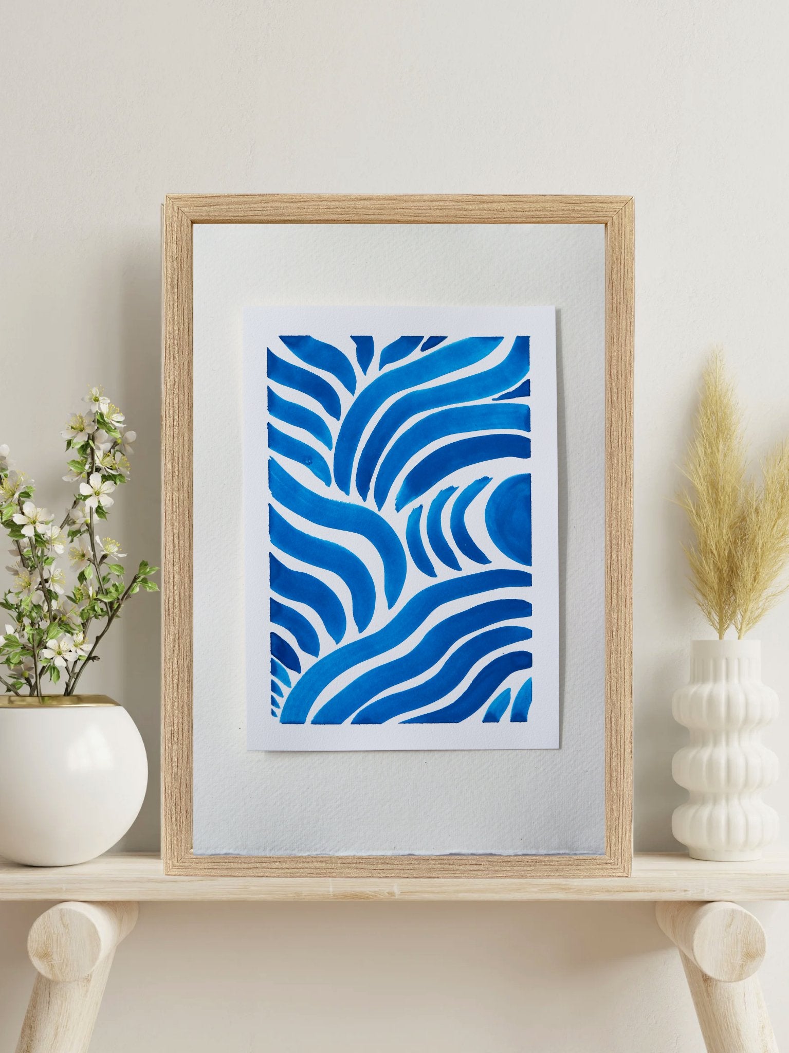 Blue Waves | Works on paper | A5 - Paper - Jasmyn Cheng Art