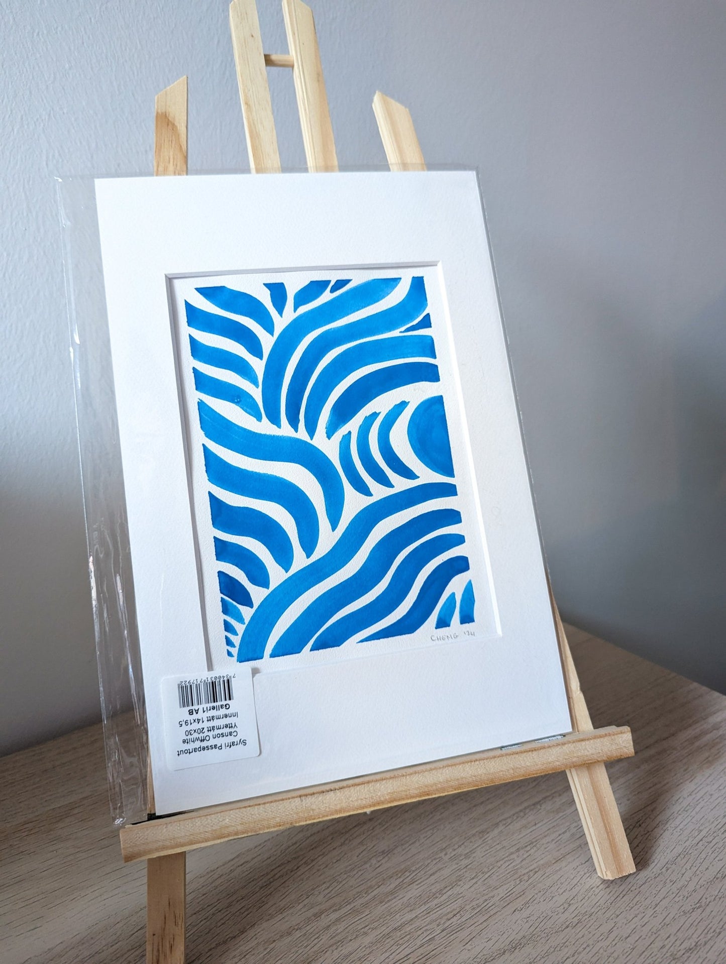 Blue Waves | Works on paper | A5 | - Paper - Jasmyn Cheng Art